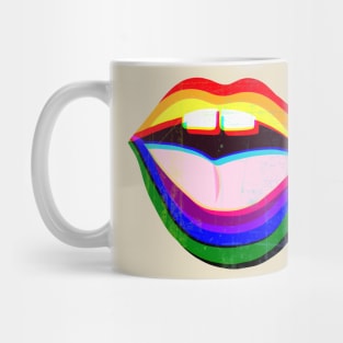 Funky colorful pop art style lips- LGBT- rainbow - flag - retro Mug